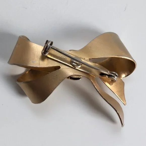 Coro Vintage Golden Bow Brooch - Picture 7 of 8